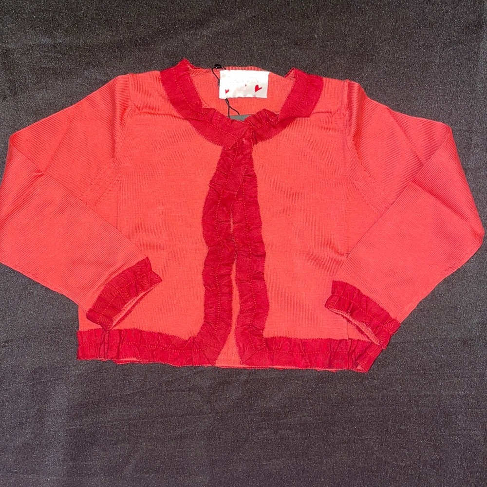 NEW- Lanvin petite girls size 4 coral cardigan